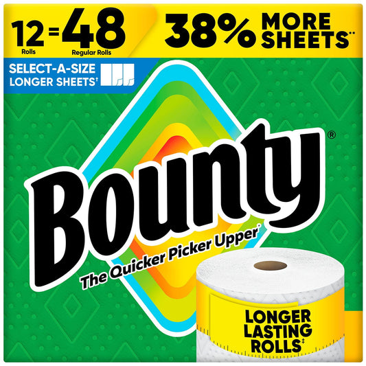 Bounty Select-A-Size 2-Ply Paper Towels – 12 Rolls, 165 sheets/roll