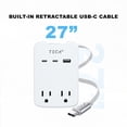 Tech Squared USB Wall Outlet Expander with Built in Retractable Cable