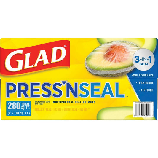 Glad Press'n Seal Plastic Food Wrap 140 sq. ft./roll – 2 rolls