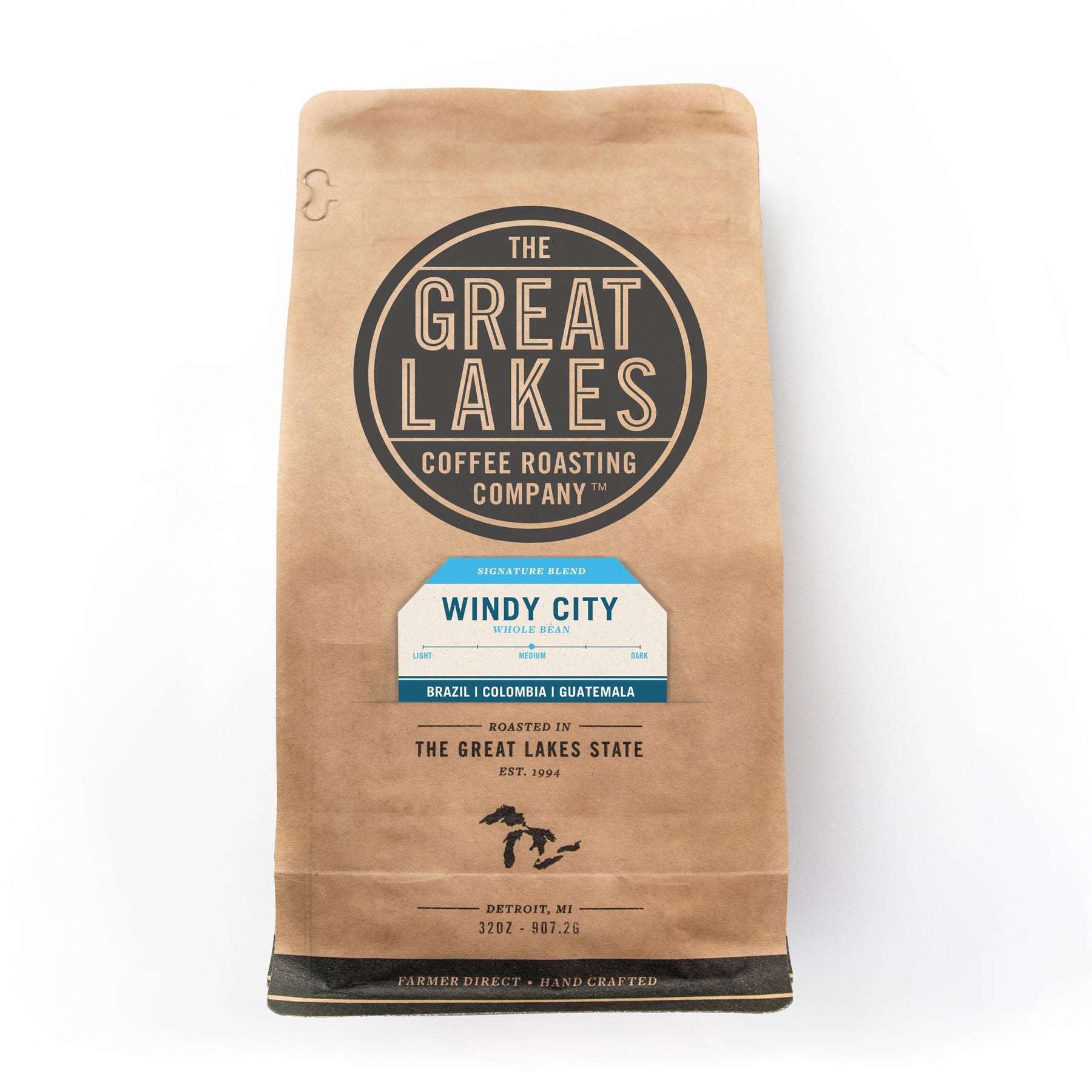 Great Lakes Medium Roast Whole Bean Coffee, Windy City Blend, 32 oz.