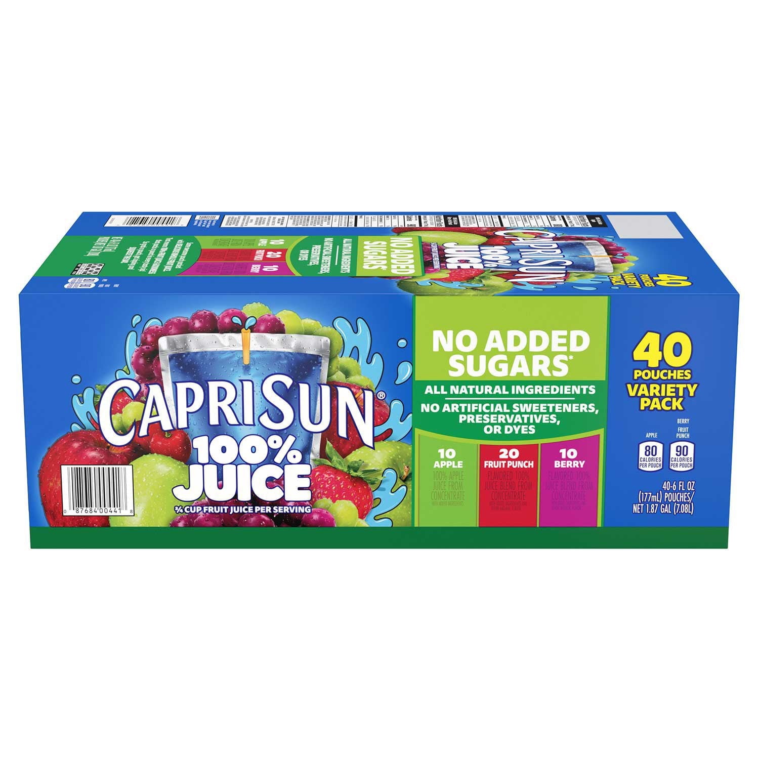 Capri Sun 100% Juice Variety Pack, 6 fl. oz. pouches, 40 pk.