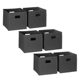 RiverRidge Folding Bins Cube Storage Cubbies, Set of 6 Playroom Organizers - Dark Gray