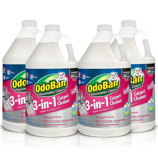 OdoBan 3-in-1 Concentration Carpet Cleaner Solution, Fragrance Free 1 gal. – 4 Pack