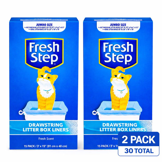 Fresh Step Drawstring Litter Box Liner Bundle, Fresh Scent, Multiple Sizes, 30 ct