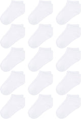 Kids’ White Low-Cut Athletic Socks 15 Pairs Ages 8–10