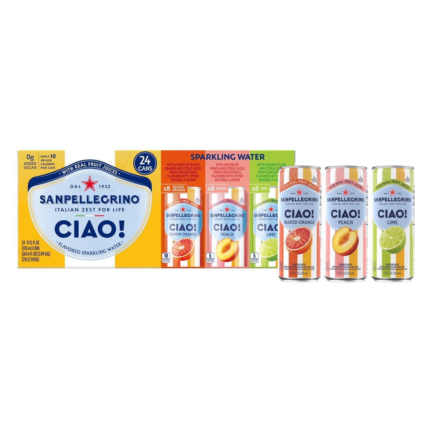 SanPellegrino CIAO! Rainbow Cans, 11.15 fl. oz., 24 pk.