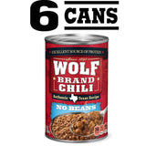 Wolf Brand "No Bean" Chili 15oz. - 6 Pack.