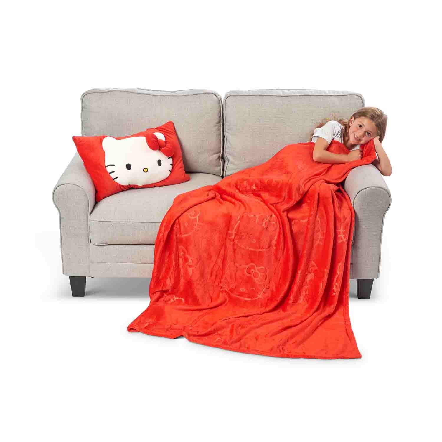 Licensed Character 2-Piece Kids Pillow Pocket and Throw Set - Hello Kitty
