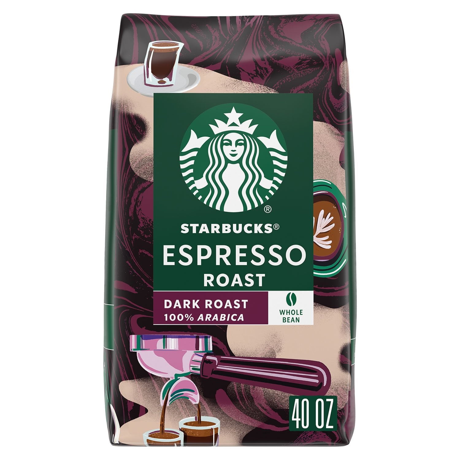 Starbucks Whole Bean Coffee, Espresso Roast Dark, 40 oz.