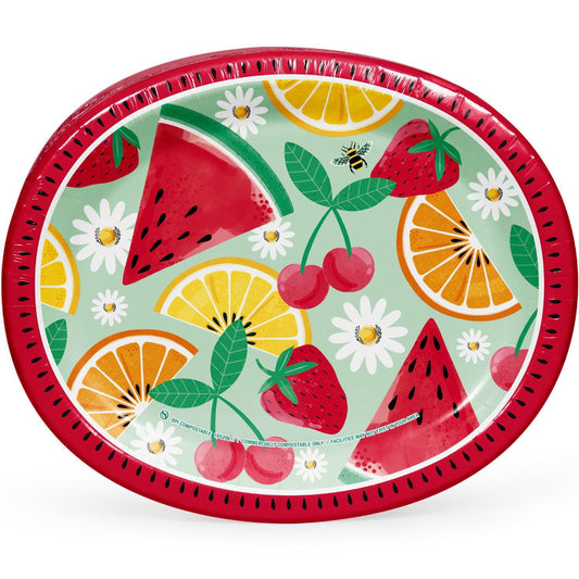 Member's Mark Summer Oval Paper Plates, 10" x 12" – 50 Count