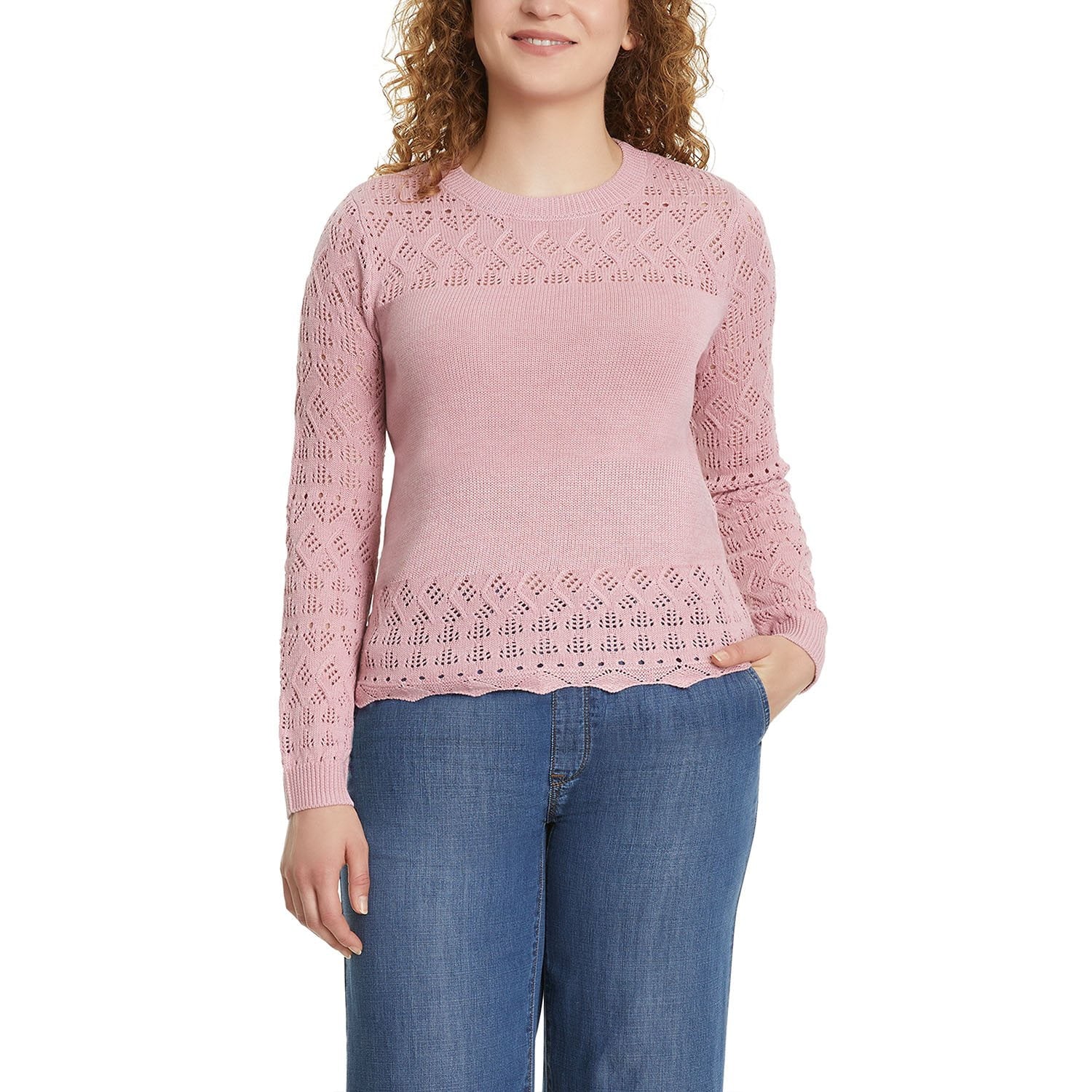 Nine West Women's Pointelle Sweater - Navy - XXL