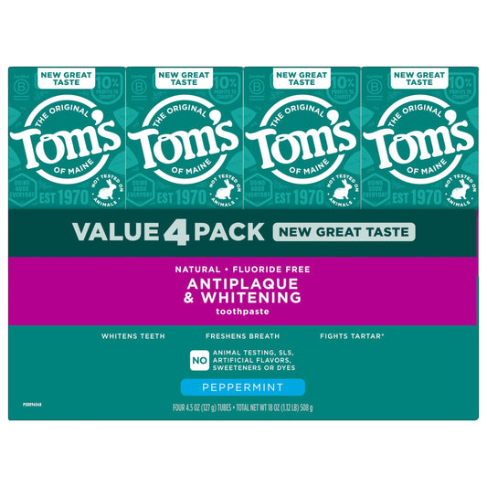 Tom's of Maine Fluoride-Free Antiplaque & Whitening Toothpaste, 4.5 oz., 4 pk.