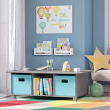 RiverRidge Folding Bins Cube Storage Cubbies, Set of 6 Playroom Organizers - Aqua