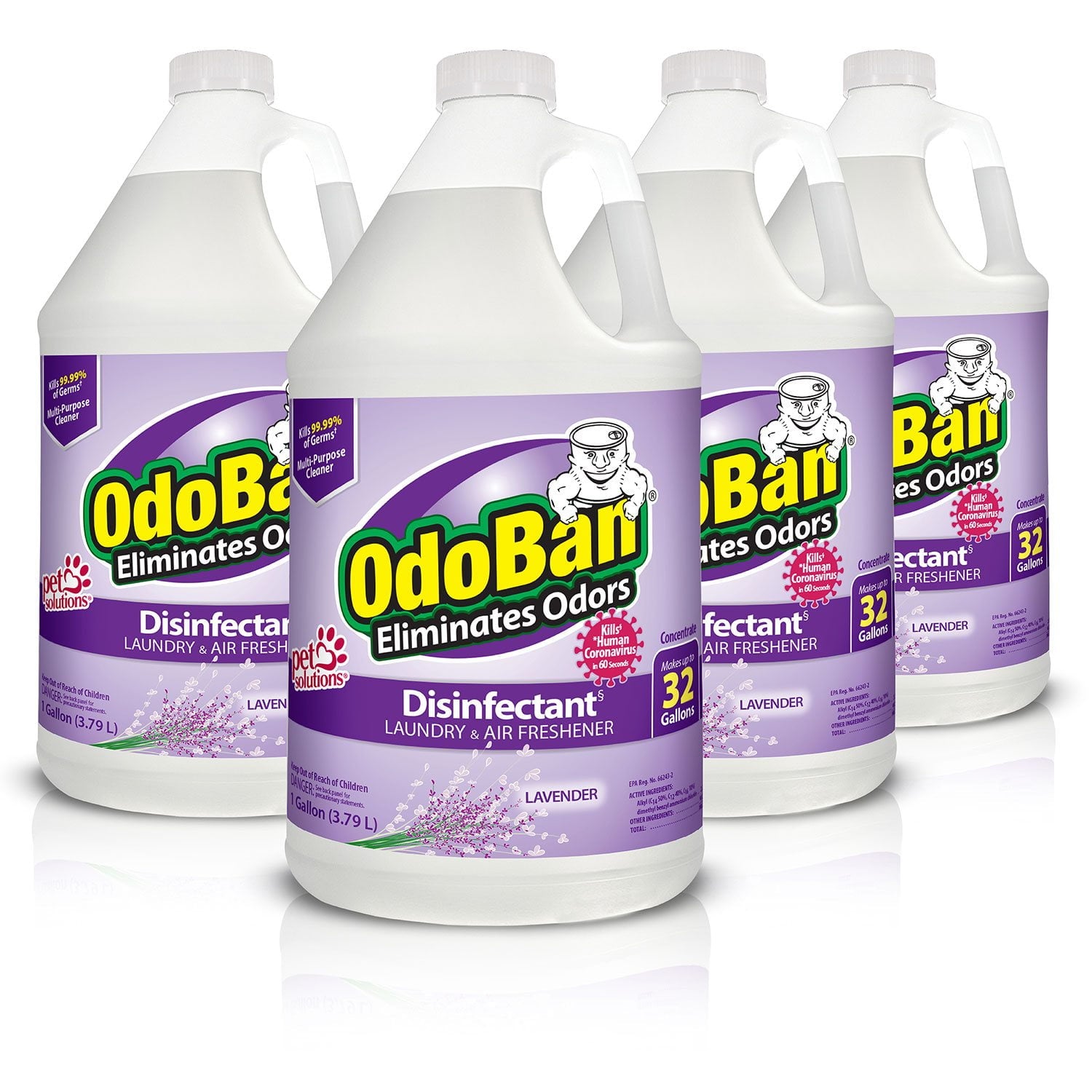 OdoBan Odor Eliminator and Disinfectant Concentrate, 1 gal. – 4 Pack, Lavender