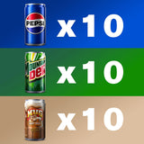 Pepsi, Mountain Dew and Mug Root Beer Soda Mini Variety Pack, 7.5 fl oz., 30 pk.