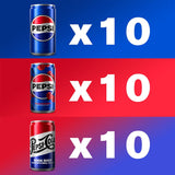 Pepsi Cola, Pepsi Wild Cherry and Pepsi Real Sugar Soda Mini Variety Pack, 7.5 fl oz., 30 pk.