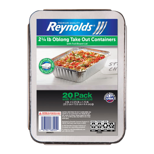 Reynolds Consumer Products Reynolds Oblong Aluminum Foil Containers with Lids – 20 Count