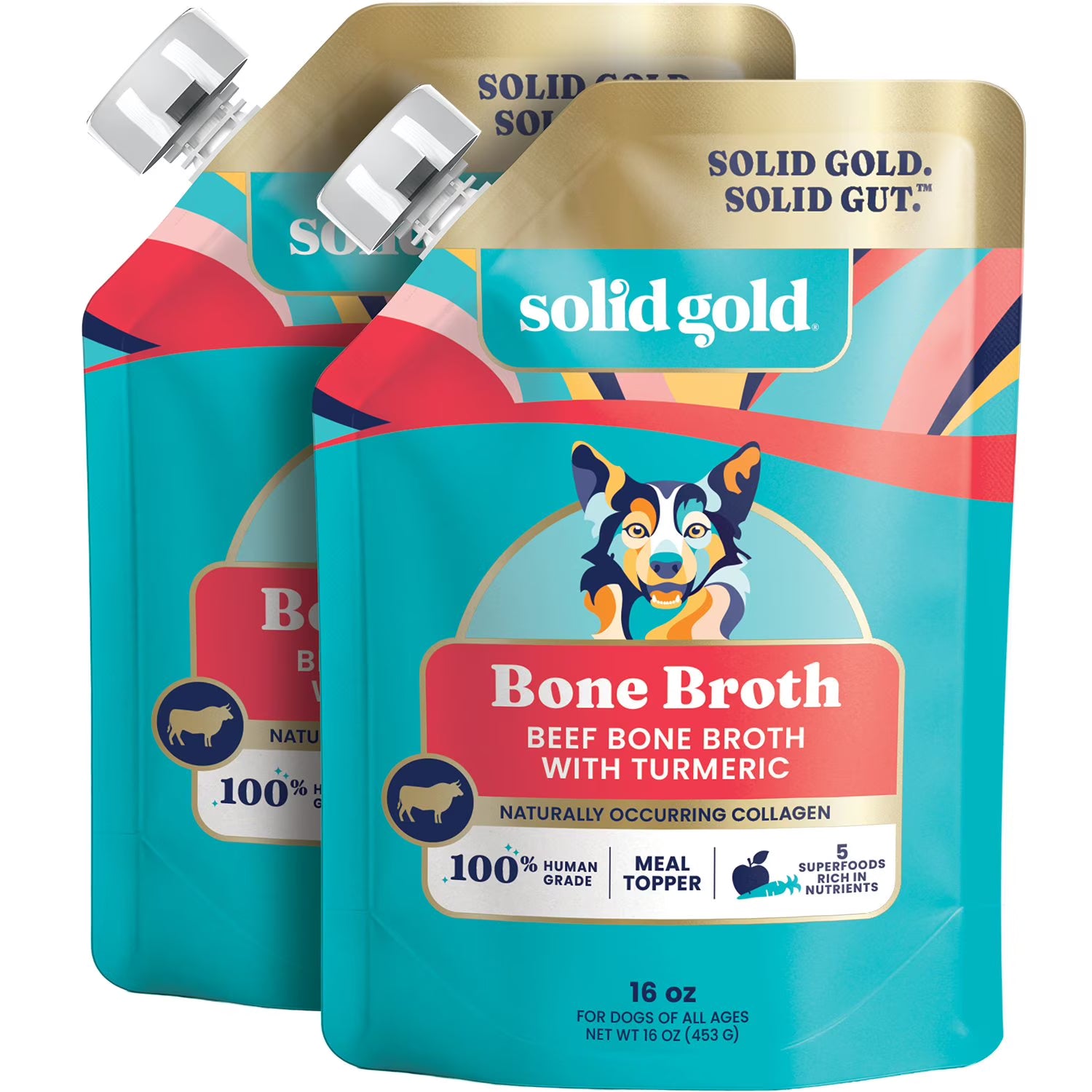 Solid Gold Bone Broth with Turmeric Dog Food Topper,16 oz., 2 pk.