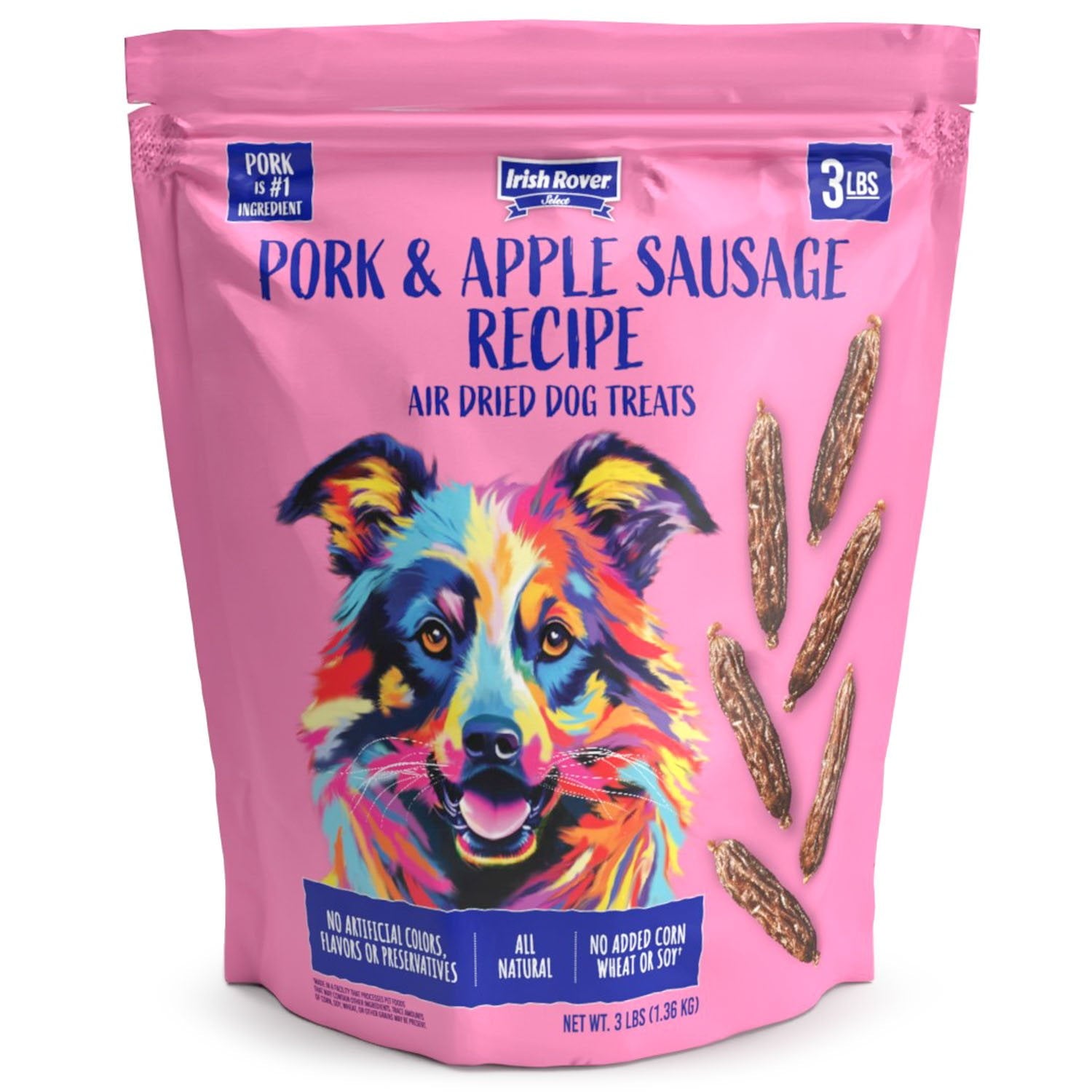 Irish Rover Pork and Apple Sausage Air Dried Dog Treats, 48 oz