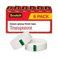 Scotch - Transparent Tape, 3/4" x 1000", 1" Core, Clear - 6/Pack
