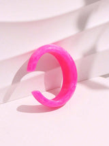 💖🤍 2-Piece Open C Resin Bangle Set – Hot Pink & Clear Statement Bracelets