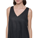 DKNY Women's Linen Maxi Dress - Black - XXL