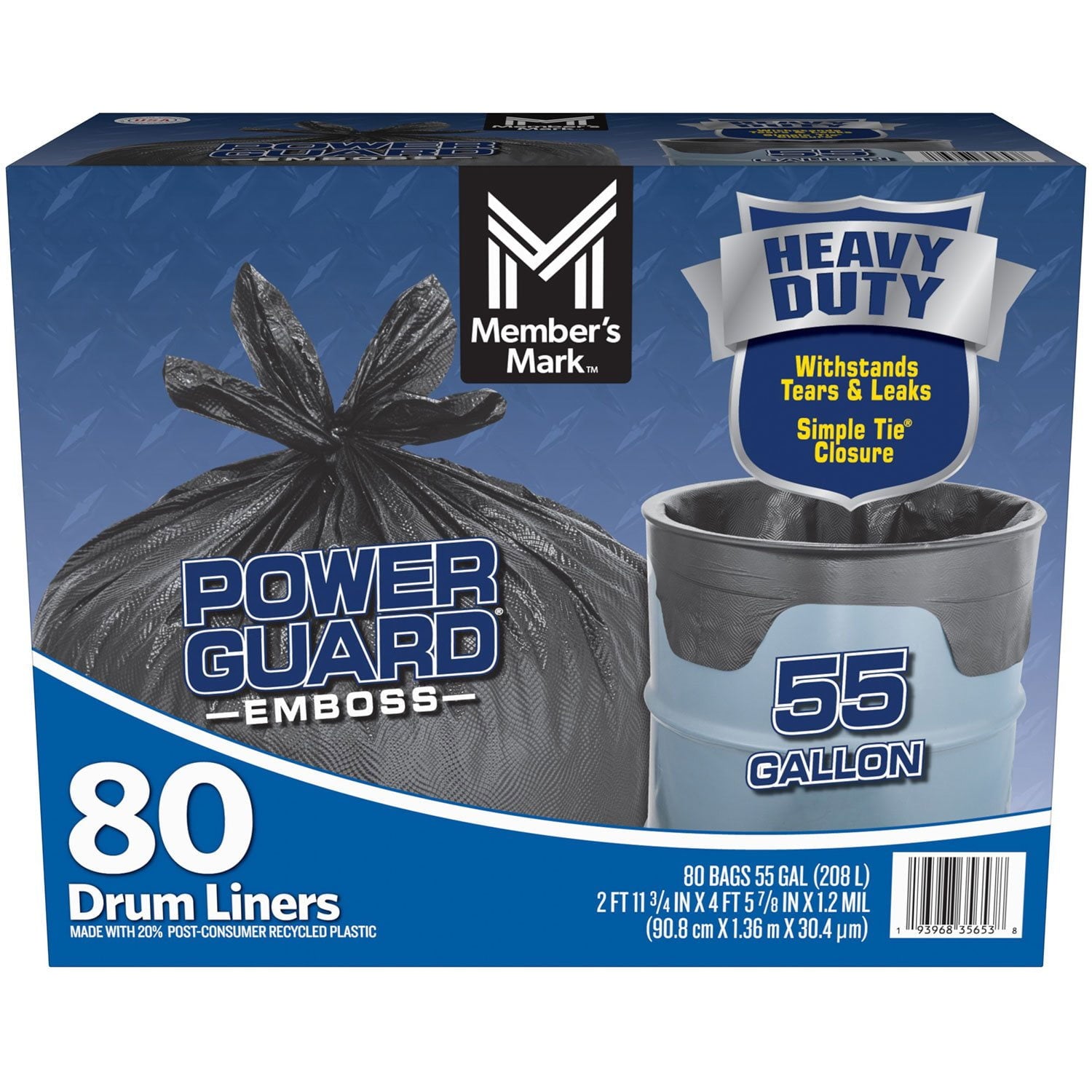 Member's Mark Heavy Duty 55-Gallon Drum Liner Trash Bags – 80 Count