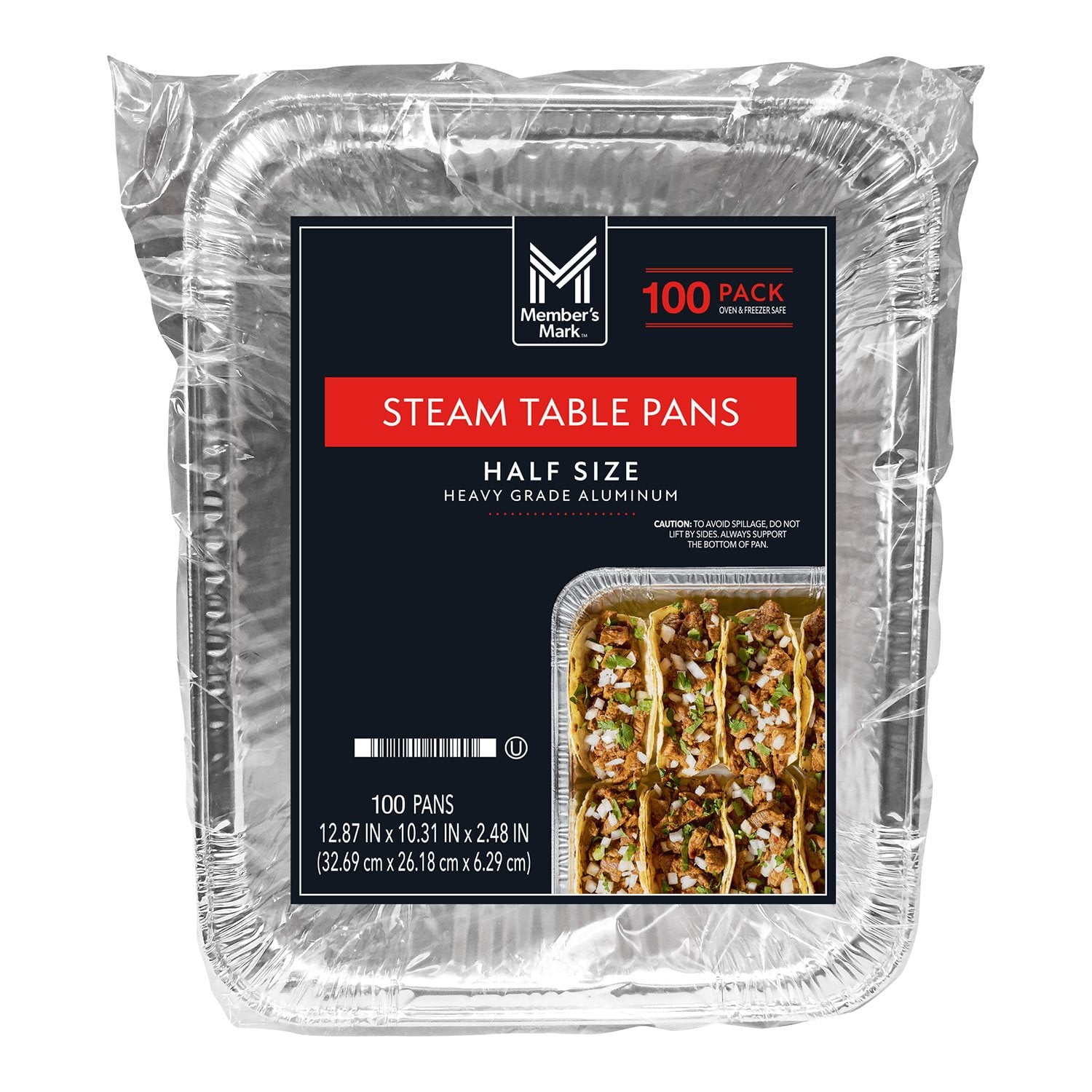 Member's Mark Aluminum Steam Table Pans, Half Size (100 Count)