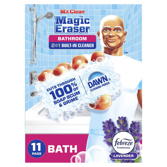 Mr. Clean Magic Eraser 2-in-1 Bathroom Cleaner Sponge, Lavender – 11 Count