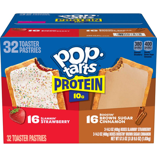 Pop-Tarts Protein Toaster Pastries, Variety Pack, 32 ct.
