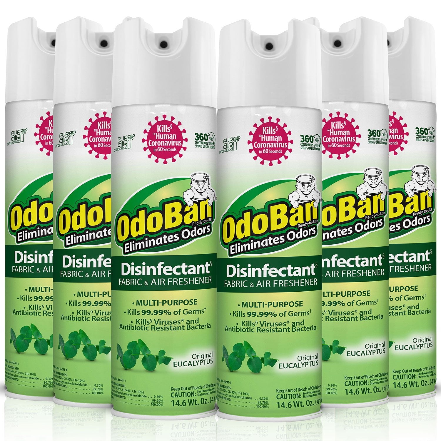 OdoBan Disinfectant Spray – 14.6 oz/can, 6 Pack, Choose Scent