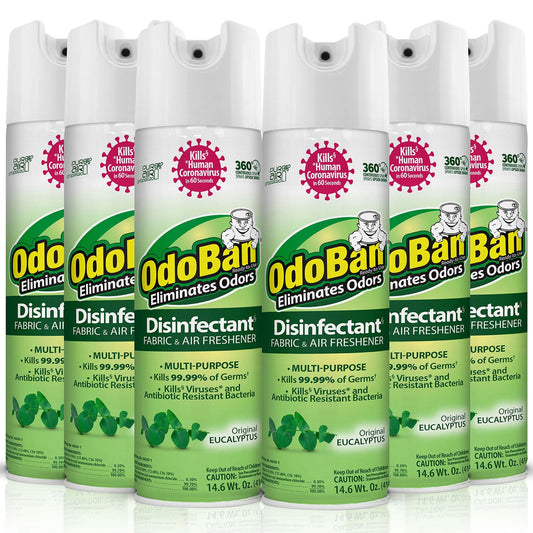 OdoBan Disinfectant Spray – 14.6 oz/can, 6 Pack, Choose Scent