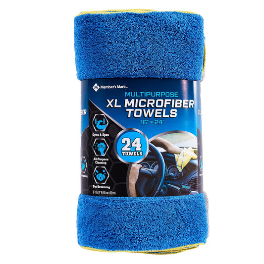 Member's Mark 24" x 16" Microfiber Towels 24 Pack, 3 Colors