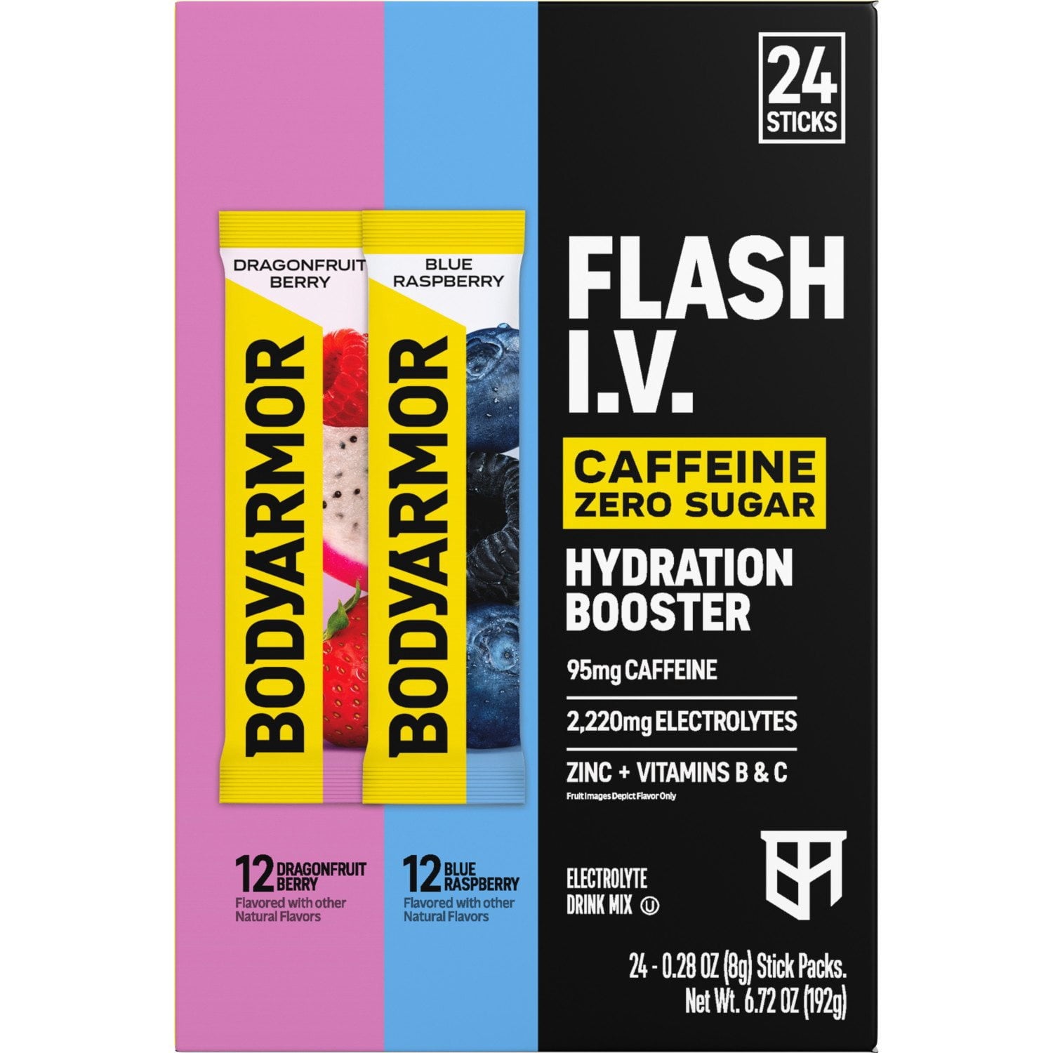 BODYARMOR Flash I.V. Caffeine Powder Sticks Variety Pack, 24 pk.