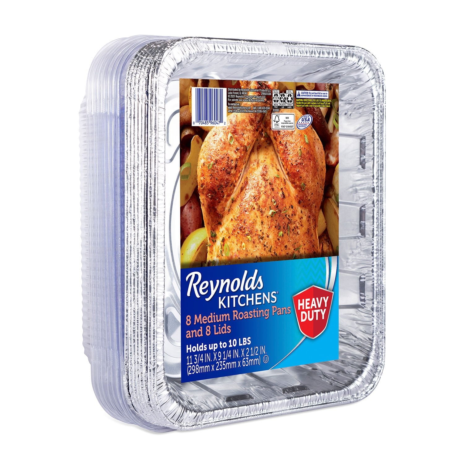 Reynolds Consumer Products Reynolds Kitchens 12" x 9" x 3" Aluminum 10lb Roaster with Lids – 8 Count
