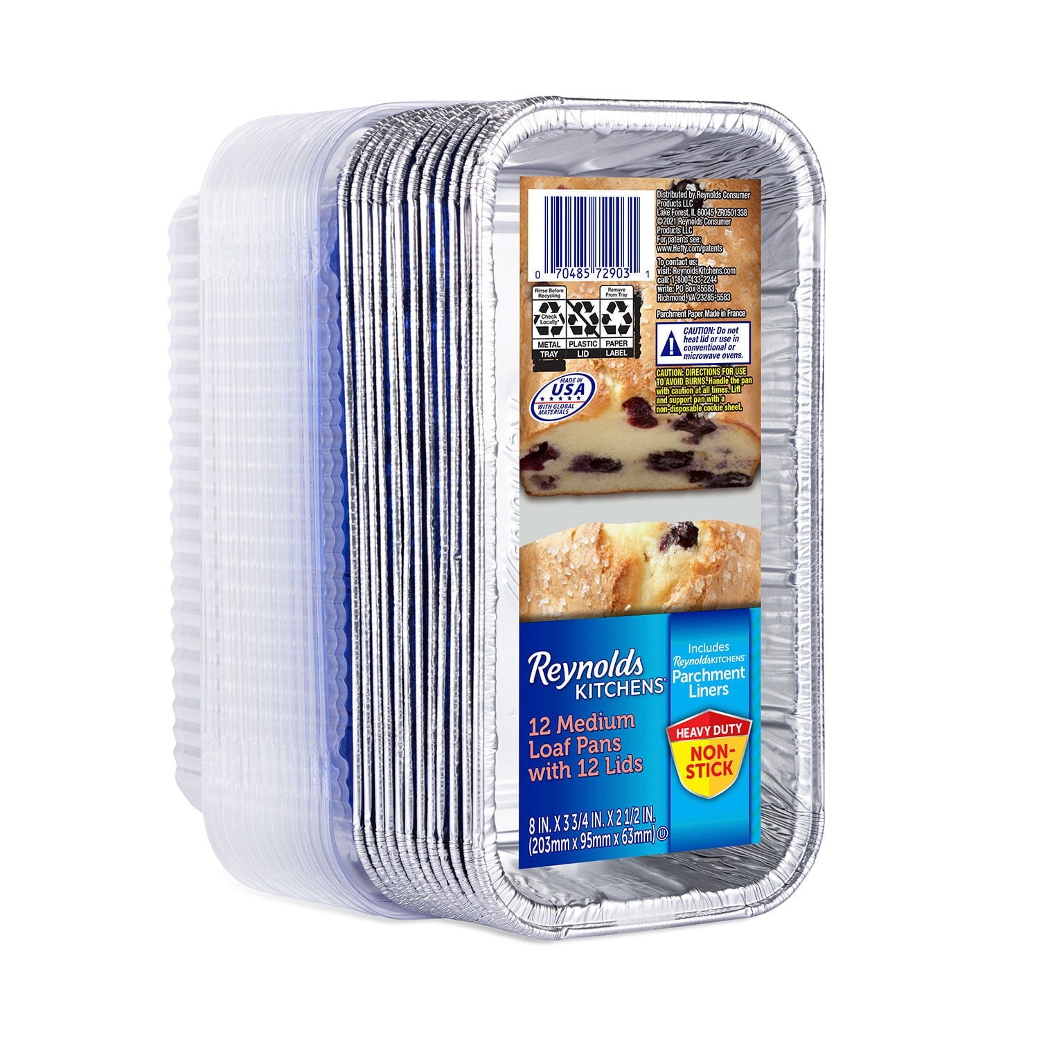 Reynolds Consumer Products Reynolds Kitchens Medium Aluminum Loaf Pans with Lids – 12 Count
