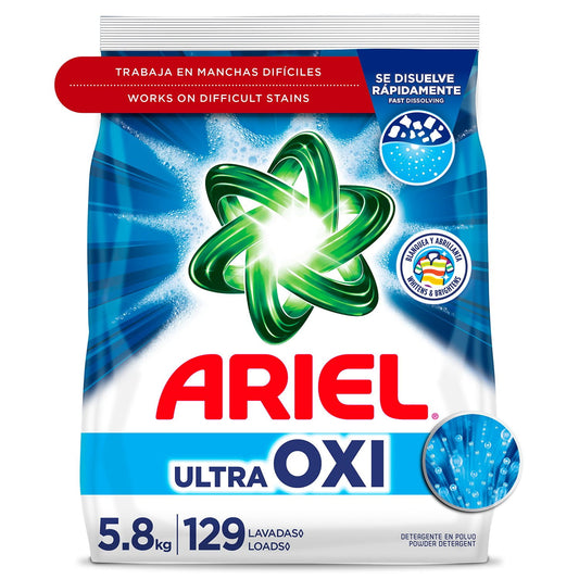 Ariel Ultra Oxi Powder Laundry Detergent, Original – 129 Loads, 205 oz