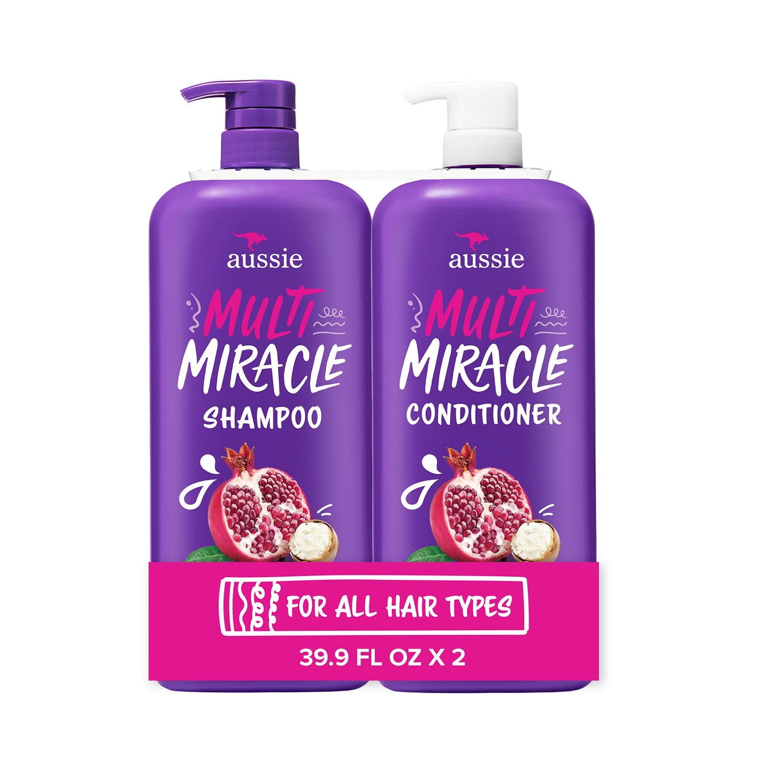 Aussie Multi Miracle Shampoo & Conditioner – 39.9 fl oz, 2 Pack
