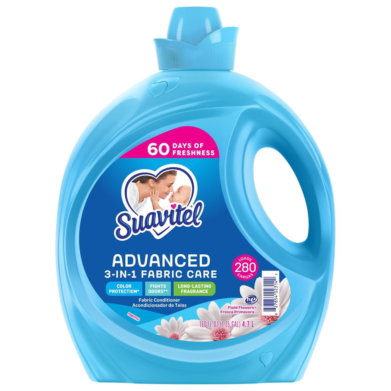 Suavitel Advanced Liquid Fabric Softener, Field Flowers – 280 loads, 160 fl. oz