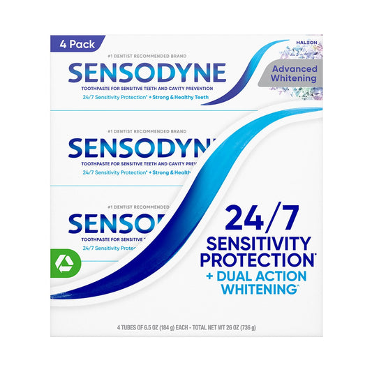 Sensodyne Advanced Whitening Toothpaste – 6.5 oz, 4 Pack