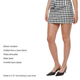 Express Women's Linen Blend Mini Skirt - White & Black Gingham - XXL