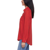 Gap Women's Linen Blend Button-Down Shirt - Red - XXL