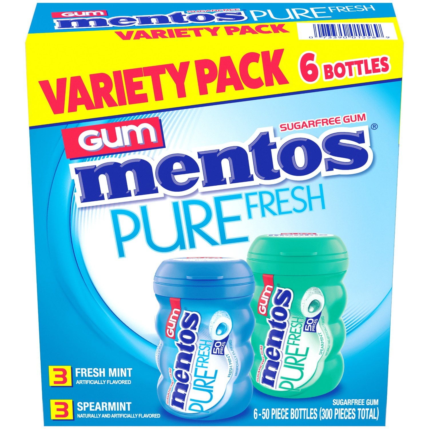 Mentos Pure Fresh Sugar-Free Chewing Gum Variety Pack, 50 Pieces, 6pk.