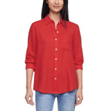 Gap Women's Linen Blend Button-Down Shirt - Red - XXL