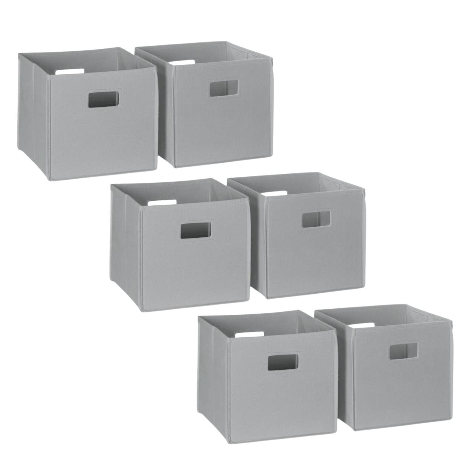 RiverRidge Folding Bins Cube Storage Cubbies, Set of 6 Playroom Organizers - Gray