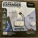 Tech Squared USB Wall Outlet Expander with Built in Retractable Cable