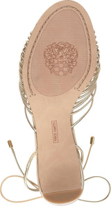 Vince Camuto Lory Ankle Wrap Kitten Heel Sandals - Egyptian Gold (Size 6.5M)