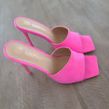 💖👠 Extreme Square Toe Mule Heels Pink US 8 EU 39 UK 6
