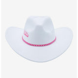 Barbie White Cowboy Hat 🤠✨ Pink Logo & Studded Band Fashion Accessory 💖