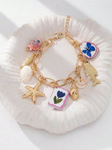 🐚⭐ Handmade Summer Beach Starfish & Shell Charm Bracelet